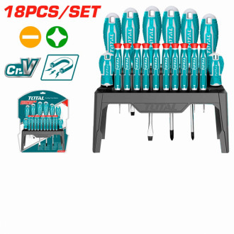 Total Tools Tht250618 Juego 18 Destornilladores Crv Ph/torx/planos