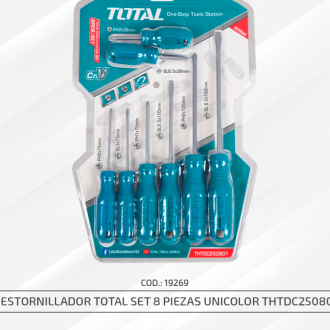 Total Tools Thtdc250801 Juego 8 Destornilladores Planos Y Phillips Cr-v En Blister