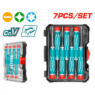 Total Tools Tht250726 Juego 7 Destornilladores Cr-v Planos, Phillips Y Torx C/mango